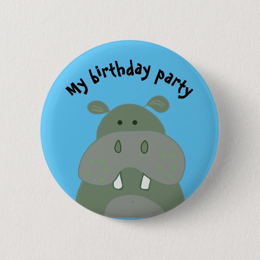 verjaardagsfeest leuk hippo " mijn verjaardagsfees ronde button 5,7 cm (Voorkant)