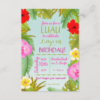 Verjaardagsfeest Luau Kaart
