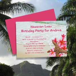 Verjaardagsfeest Luau Roze Frangipani Zeester Uitn Kaart