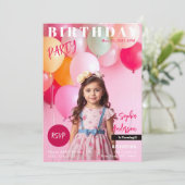 Verjaardagsfeest Magazine Hoesje Kaart (Staand voorkant)