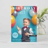 Verjaardagsfeest Magazine Hoesje Uitnodiging (Staand voorkant)