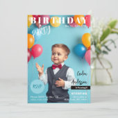 Verjaardagsfeest Magazine Hoesje Uitnodiging (Staand voorkant)