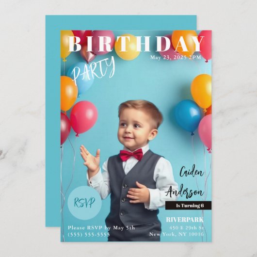 Verjaardagsfeest Magazine Hoesje Uitnodiging (Voorkant / Achterkant)