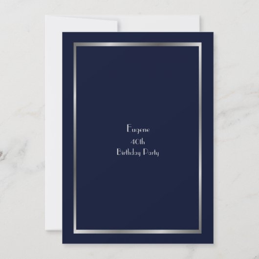 Verjaardagsfeest man, zilveren Gatsby stijl, marin Kaart (Achterkant)