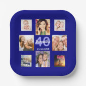 Verjaardagsfeest marine blauw foto collage vrouw papieren bordje (Voorkant)
