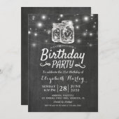 Verjaardagsfeest Mason Jars Slingerlichtjes Krijtb Kaart (Voorkant / Achterkant)