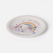 Verjaardagsfeest Meisje Regenboog Ballonnen Eenhoo Papieren Bordje (Gekanteld)