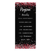 Verjaardagsfeest Menu Programma zwart rood (Voorkant)