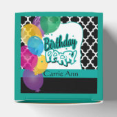 Verjaardagsfeest met ballonnen in Blauwgroen Bedankdoosjes (Bovenkant)