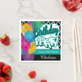 Verjaardagsfeest met ballonnen in Blauwgroen Servet (Insitu)