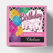 Verjaardagsfeest met ballonnen in roze bedankdoosjes (Bovenkant)