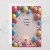 Verjaardagsfeest Met Ballonnen Kaart (Achterkant)