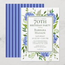 Verjaardagsfeest met blauwe hortensia's ter gelege