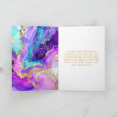 Verjaardagsfeest met blauwe, Paarse en gouden inkt Kaart (Binnen)