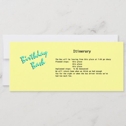 Verjaardagsfeest met buspas kaart (Achterkant)
