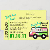 Verjaardagsfeest met buspas kaart (Voorkant / Achterkant)