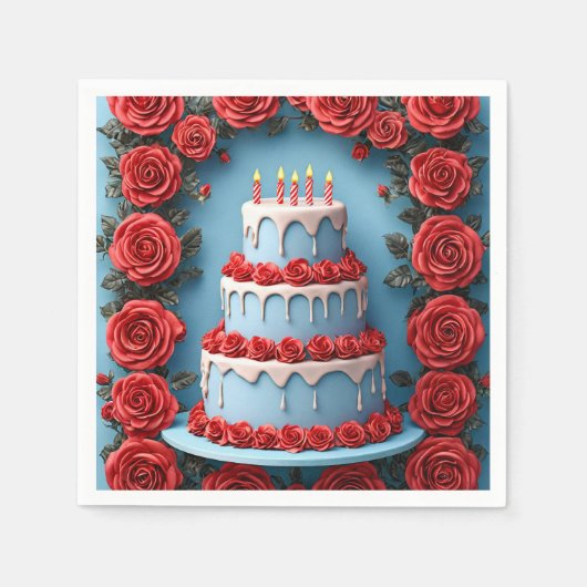 Verjaardagsfeest met Candlelit taart Servet (Voorkant)
