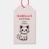 Verjaardagsfeest met CUSTOM KLEUREN schattige kat Cadeaulabel (Voorkant)