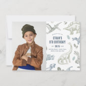 Verjaardagsfeest met dinosaurusfoto's kaart (Voorkant)