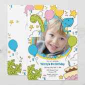 Verjaardagsfeest met dinosaurusfoto's kaart (Voorkant / Achterkant)