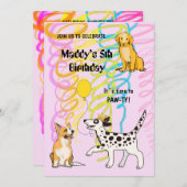 Verjaardagsfeest MET DOGGY VRIENDEN uitnodiging (Voorkant / Achterkant)
