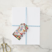 Verjaardagsfeest met een groep tuinkabouters cadeaulabel (Met Touw)