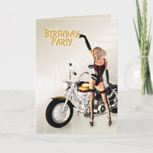 Verjaardagsfeest met een meisje en motor