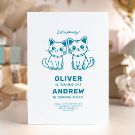 Verjaardagsfeest met eigen kleuren katjes kaart