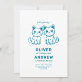 Verjaardagsfeest met eigen kleuren katjes kaart (Voorkant)