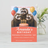 Verjaardagsfeest met fretten kaart (Staand voorkant)