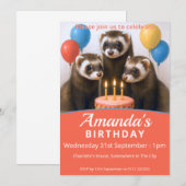 Verjaardagsfeest met fretten kaart (Voorkant / Achterkant)