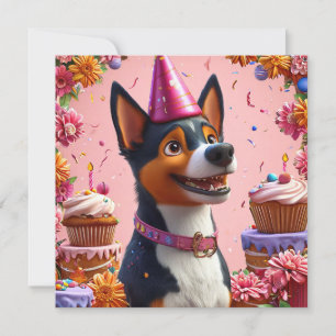 Verjaardagsfeest Met Gelukkige Hond Kaart