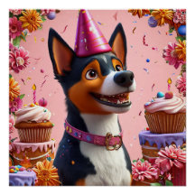 Verjaardagsfeest Met Gelukkige Hond