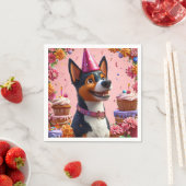 Verjaardagsfeest met gelukkige hond servet (Insitu)