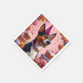 Verjaardagsfeest met gelukkige hond servet (Hoek)