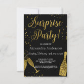 Verjaardagsfeest met gouden folie uitnodiging (Voorkant)