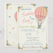 Verjaardagsfeest met hete luchtballon. kaart (Voorkant / Achterkant)