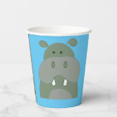 verjaardagsfeest met hippo papieren bekers (Achterkant)