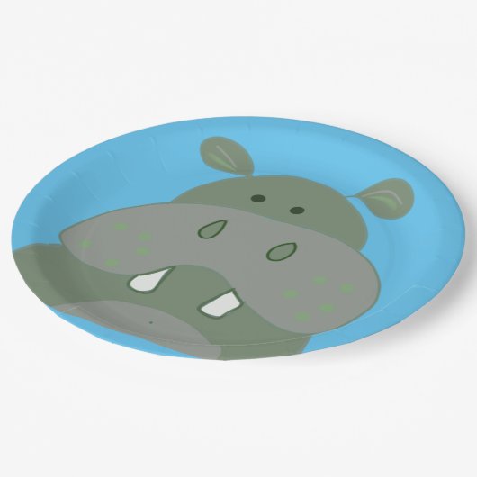 verjaardagsfeest met hippo papieren bordje (Gekanteld)
