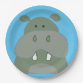 verjaardagsfeest met hippo papieren bordje (Voorkant)