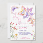 verjaardagsfeest met kleine vlinderwei kaart (Voorkant)