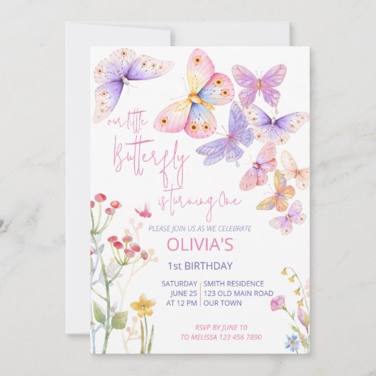 verjaardagsfeest met kleine vlinderwei kaart (Voorkant)