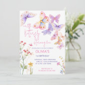 verjaardagsfeest met kleine vlinderwei kaart (Staand voorkant)
