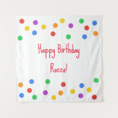 Verjaardagsfeest met Kleurrijk Confetti Wandkleed (Voorkant)