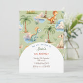 Verjaardagsfeest met leuke dinosaurussen kaart (Staand voorkant)