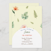 Verjaardagsfeest met leuke dinosaurussen uitnodigi kaart (Voorkant / Achterkant)