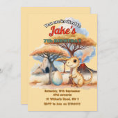 Verjaardagsfeest met leuke dinosaurussen uitnodigi kaart (Voorkant / Achterkant)