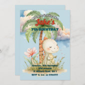 Verjaardagsfeest met leuke dinosaurussen uitnodigi kaart (Voorkant / Achterkant)