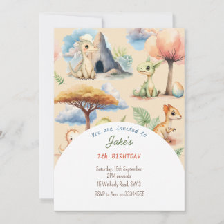 Verjaardagsfeest met leuke dinosaurussen uitnodigi kaart