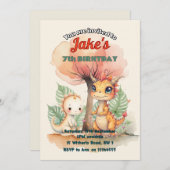 Verjaardagsfeest met leuke dinosaurussen uitnodigi kaart (Voorkant / Achterkant)